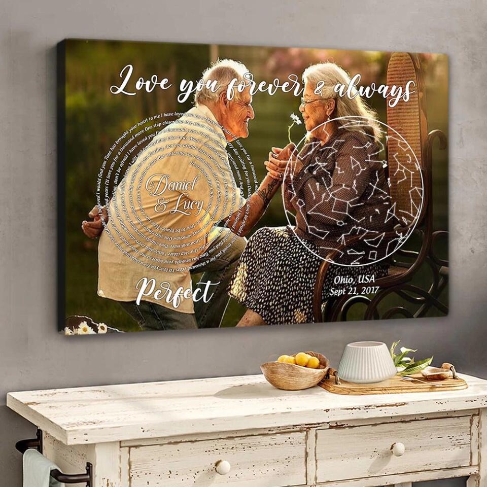 Love You Forever And Always Favorite Song Lyrics Custom Star Map Canvas Poster Anniversary Gift - Image 7