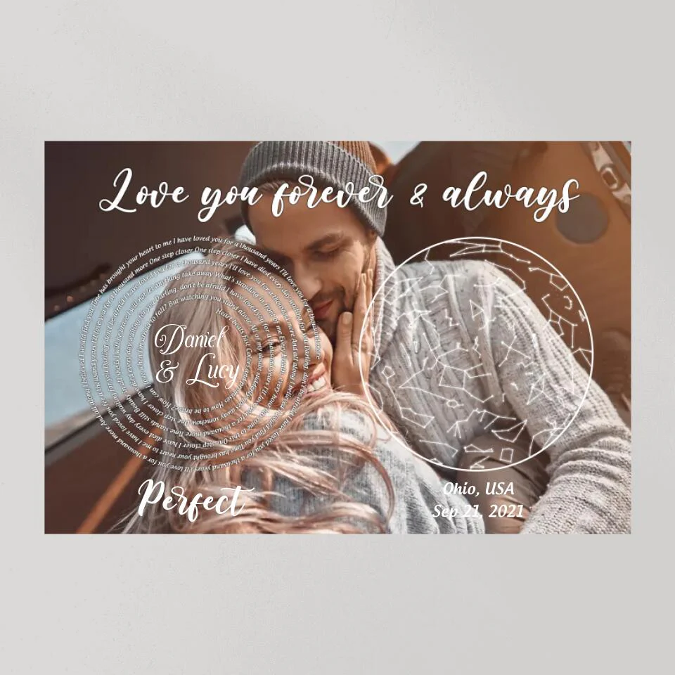 Love You Forever And Always Favorite Song Lyrics Custom Star Map Canvas Poster Anniversary Gift - Image 8