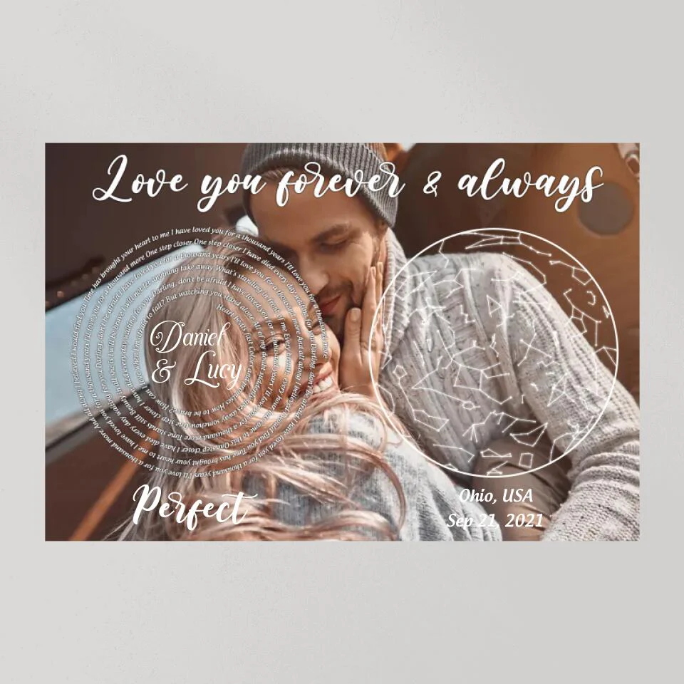 Love You Forever And Always Favorite Song Lyrics Custom Star Map Canvas Poster Anniversary Gift - Image 9