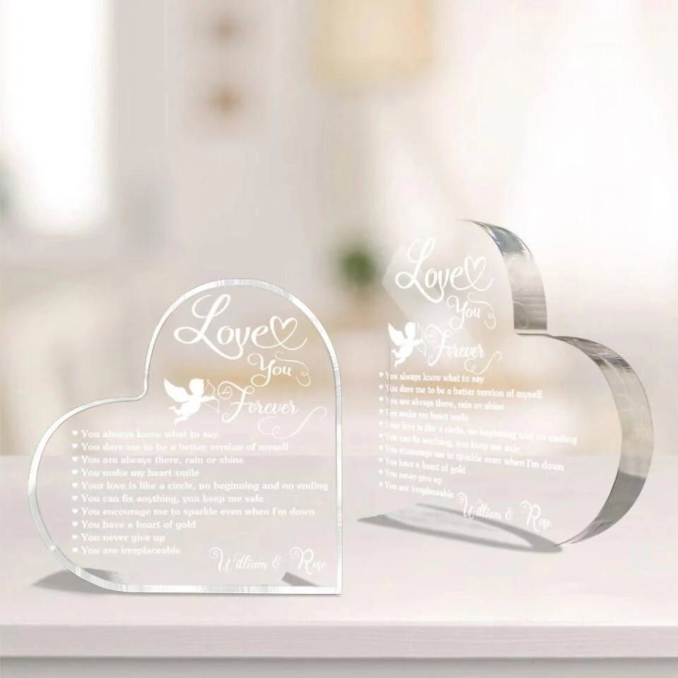 Love You Forever You Always Know What To Say-Best Personalized Heart Acrylic Plaque Gift For Wedding Anniversary-208IHPTHAP073 - Image 3