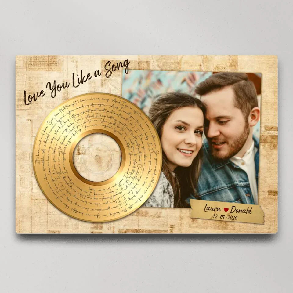 Personalized Valentine Gifts - Love You Like A Love Song Custom Canvas Poster Anniversary Gift For Couples - Image 3