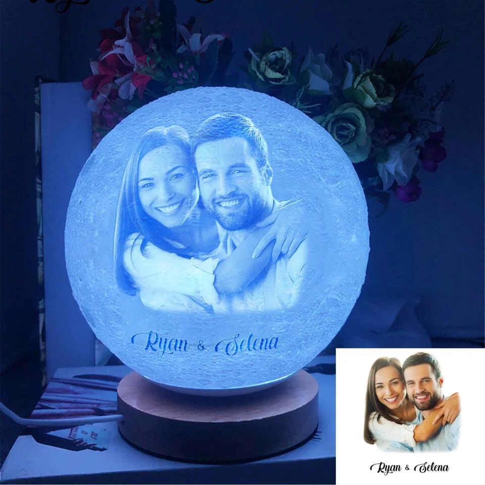 Personalized Valentine Gifts - Love You to The Moon and Back - Personalized Moon Lamp - Custom Image & Names - Couple Present - Image 4