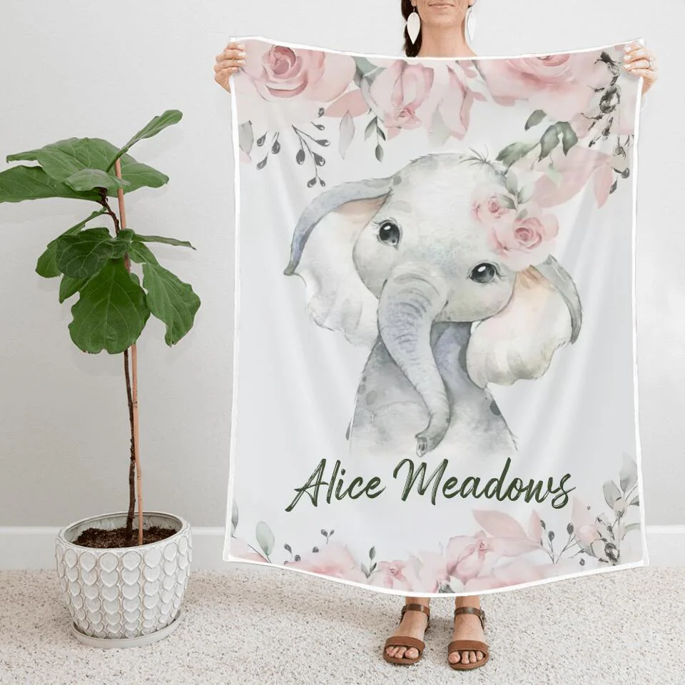 Lovely Floral Style - Cute Animal Theme - Personalized Baby Name - Custom Nickname - Blanket - Best Gift for 3 Months 7 Month Baby Kid Toddler - 211ICNLNBL159 - Image 5