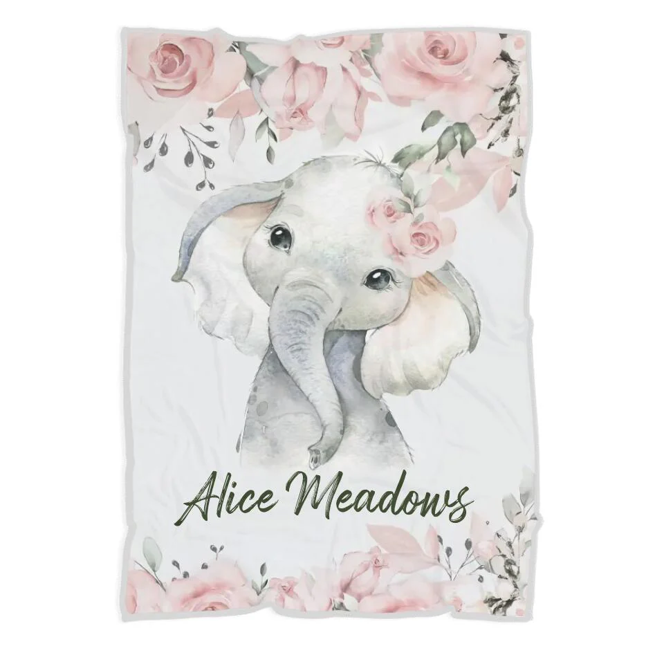 Lovely Floral Style - Cute Animal Theme - Personalized Baby Name - Custom Nickname - Blanket - Best Gift for 3 Months 7 Month Baby Kid Toddler - 211ICNLNBL159 - Image 6