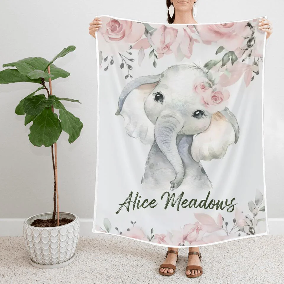 Lovely Floral Style - Cute Animal Theme - Personalized Baby Name - Custom Nickname - Blanket - Best Gift for 3 Months 7 Month Baby Kid Toddler - 211ICNLNBL159 - Image 7
