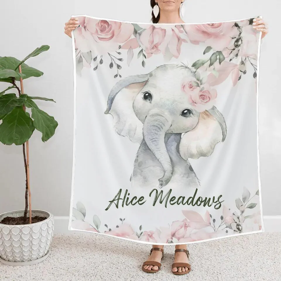 Lovely Floral Style - Cute Animal Theme - Personalized Baby Name - Custom Nickname - Blanket - Best Gift for 3 Months 7 Month Baby Kid Toddler - 211ICNLNBL159 - Image 8