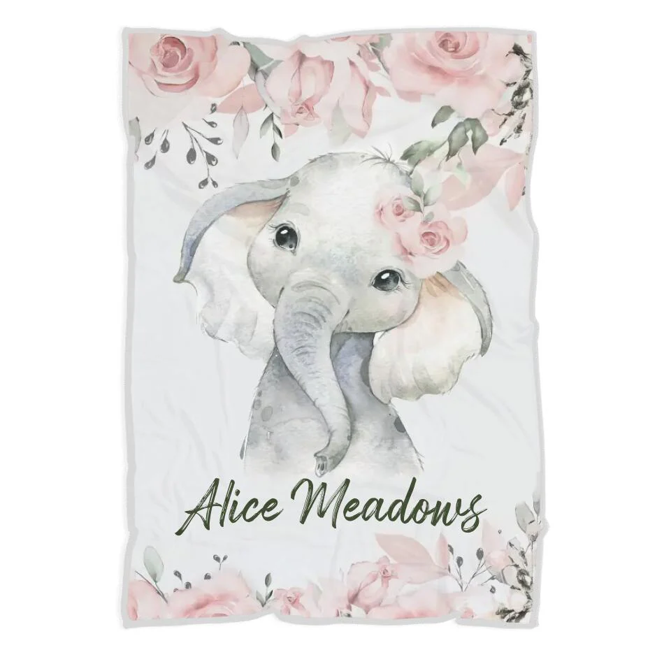 Lovely Floral Style - Cute Animal Theme - Personalized Baby Name - Custom Nickname - Blanket - Best Gift for 3 Months 7 Month Baby Kid Toddler - 211ICNLNBL159 - Image 9