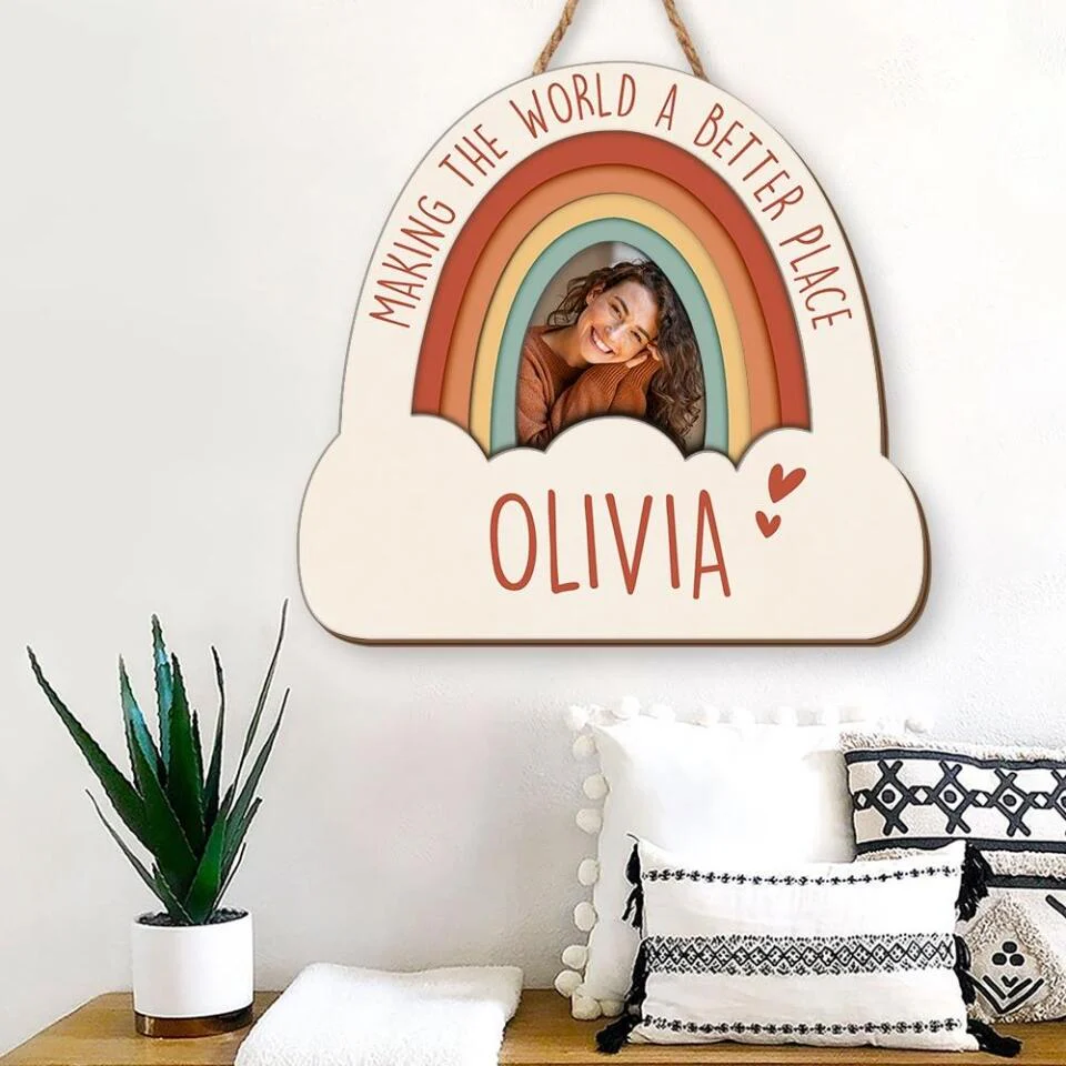 Making The World A Better Place Custom Wooden Art Birthday Gift - Image 3