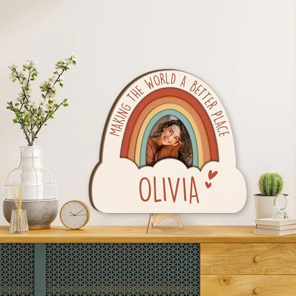 Making The World A Better Place Custom Wooden Art Birthday Gift - Image 5