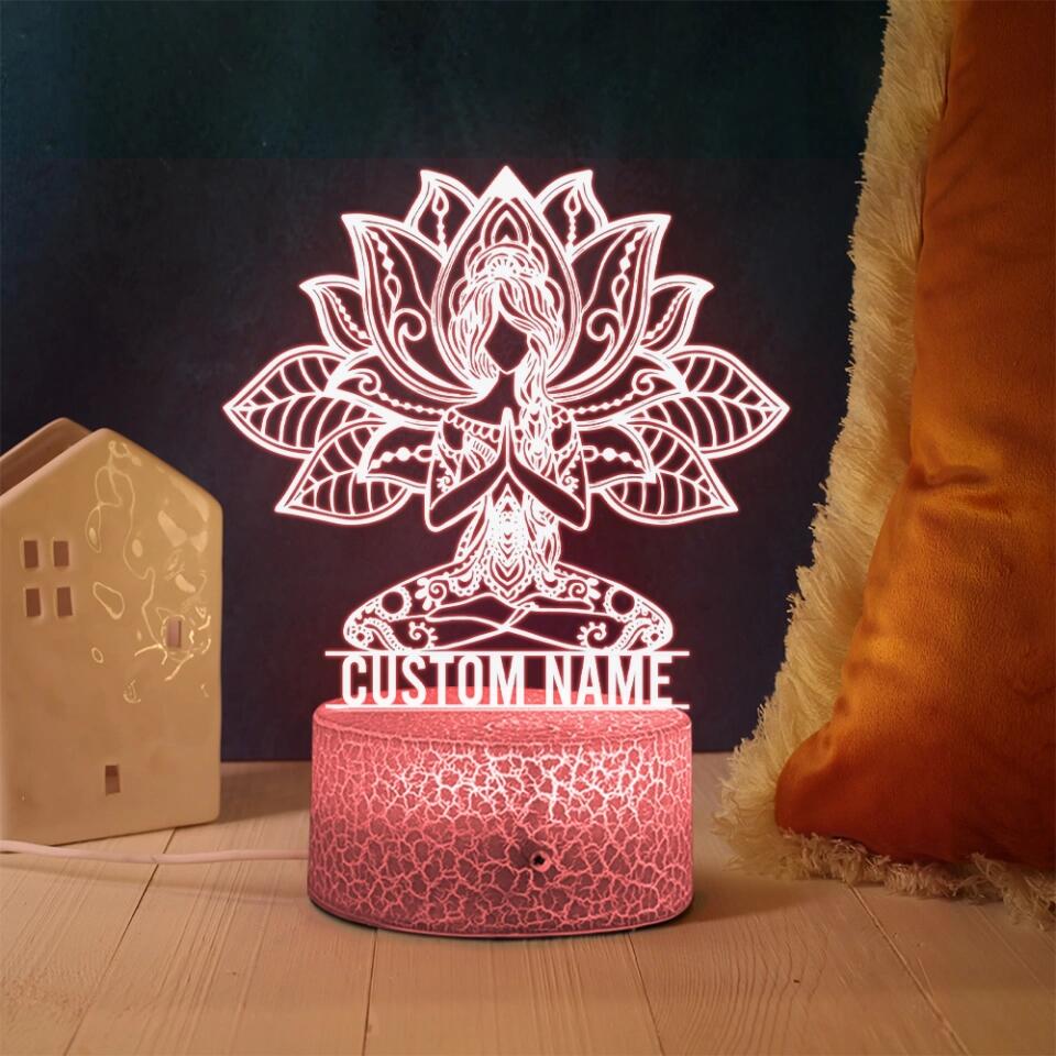 Mandala Yoga Girl, Meditation Light - Personalized 3D LED Light - Image 3