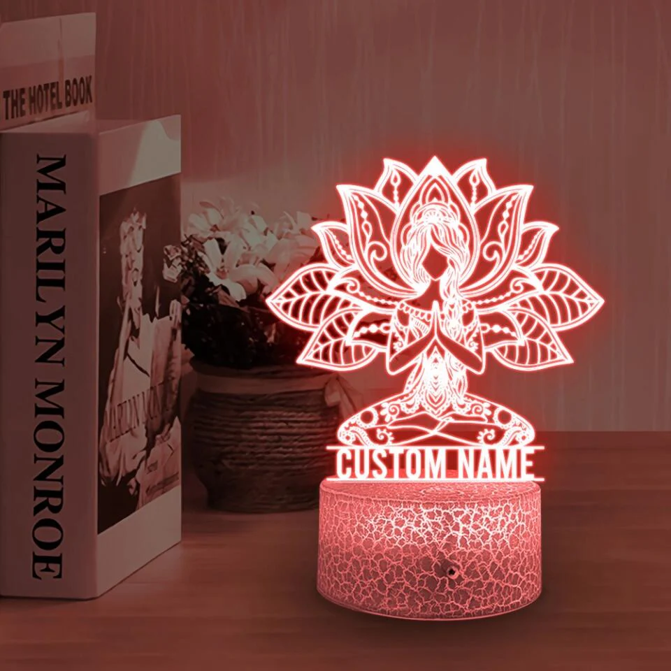 Mandala Yoga Girl, Meditation Light - Personalized 3D LED Light - Image 4