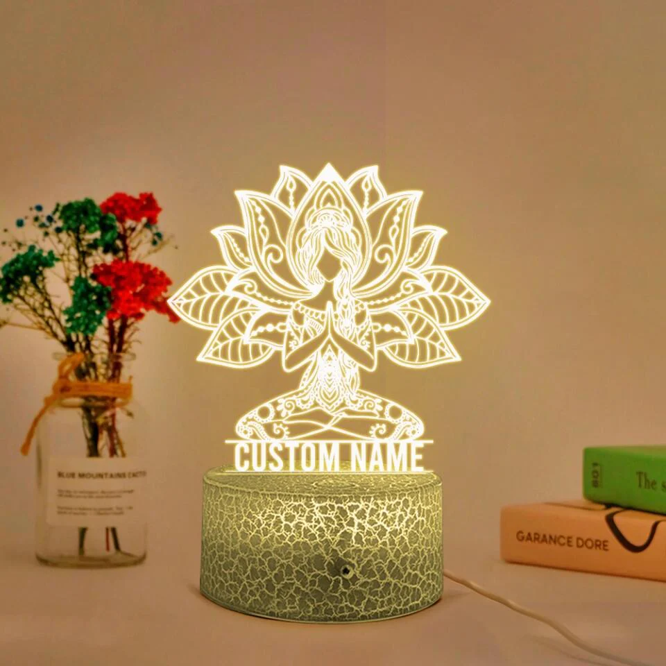 Mandala Yoga Girl, Meditation Light - Personalized 3D LED Light - Image 5