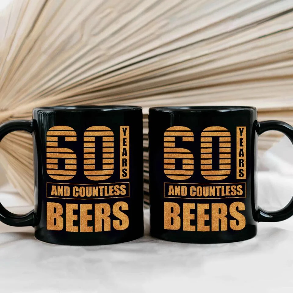 Many Years And Countless Beers - Personalized Black Mug - Image 5