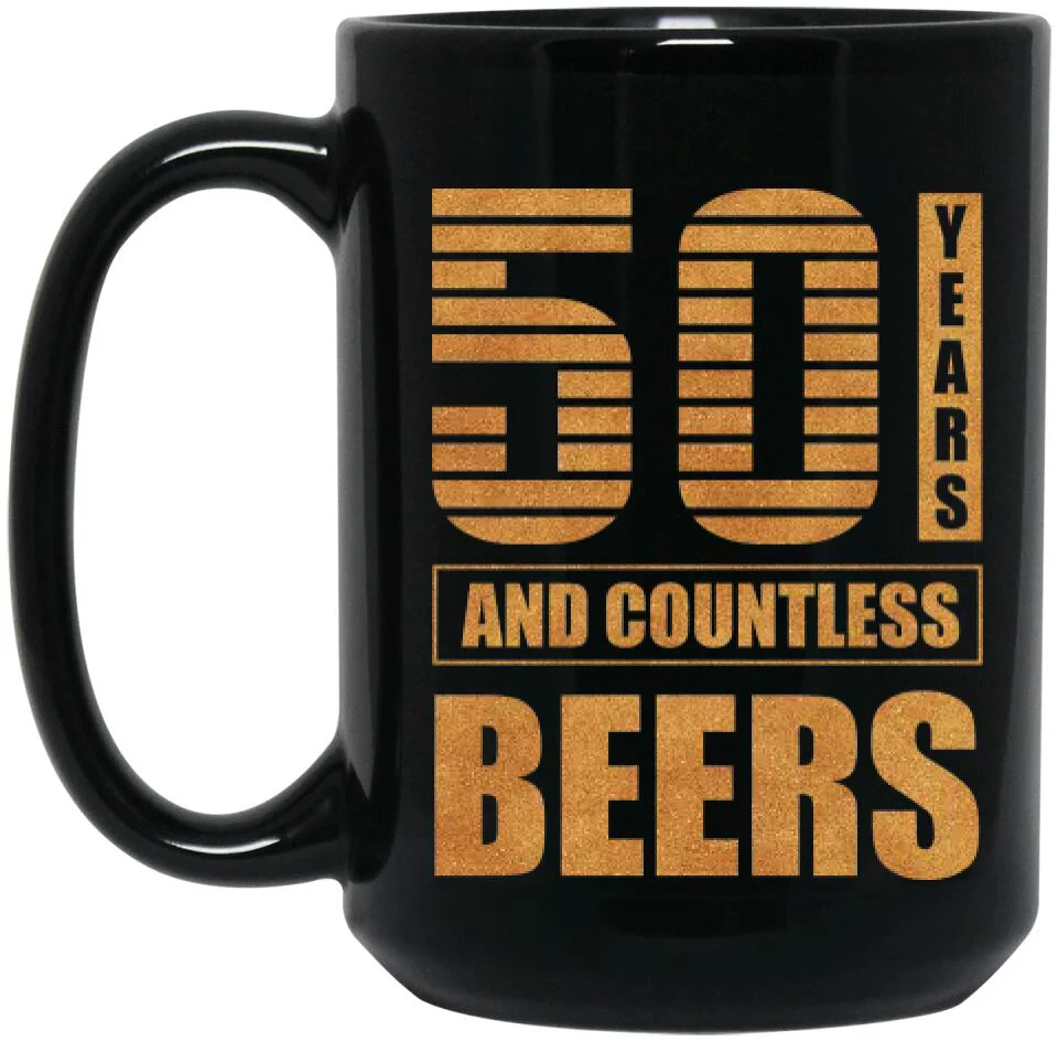 Many Years And Countless Beers - Personalized Black Mug - Image 7