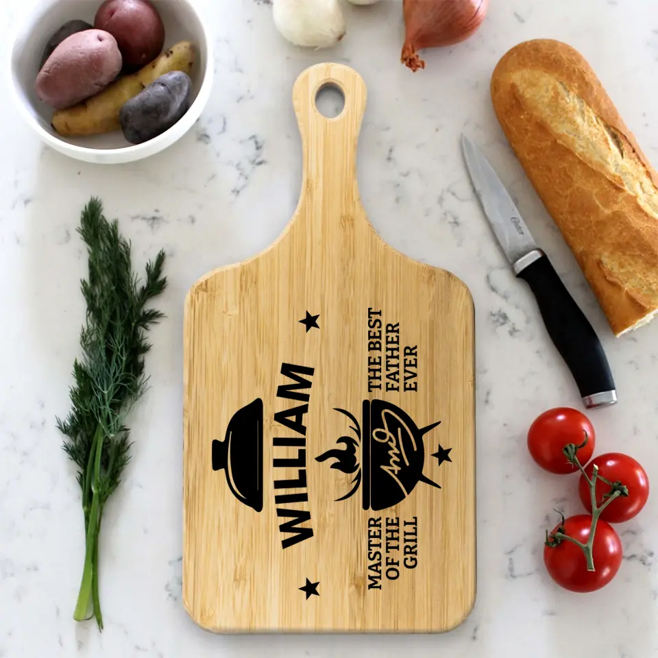 Master Of The Grill The Best Father Personalized Cutting Board - Image 5