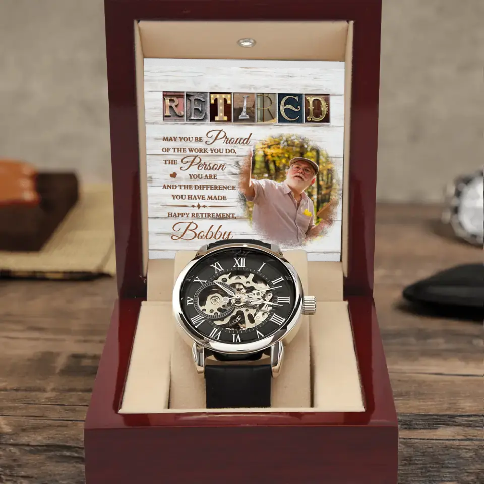 May You Be Proud Of The Work You Do, Watch Luxury Box With LED Light, Custom Gift For Retirement - Image 3
