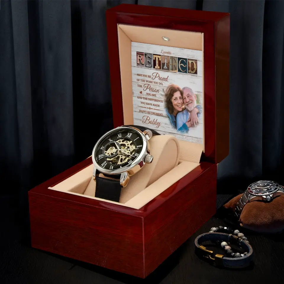 May You Be Proud Of The Work You Do, Watch Luxury Box With LED Light, Custom Gift For Retirement - Image 4