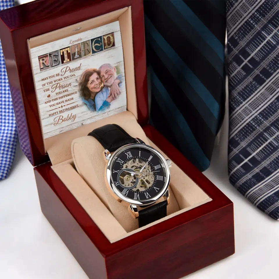 May You Be Proud Of The Work You Do, Watch Luxury Box With LED Light, Custom Gift For Retirement - Image 6