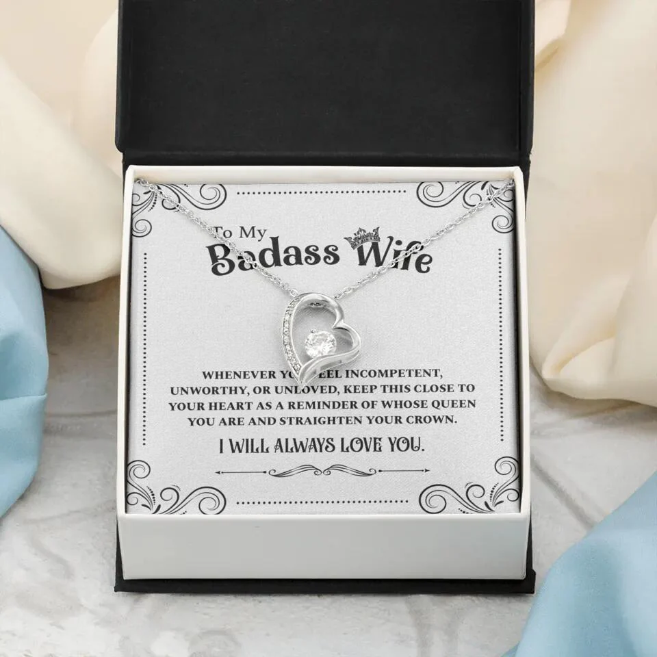 Meaningful Message To My Badass Wife Girlfriend Custom Necklace Anniversary Gift For Her - Image 20