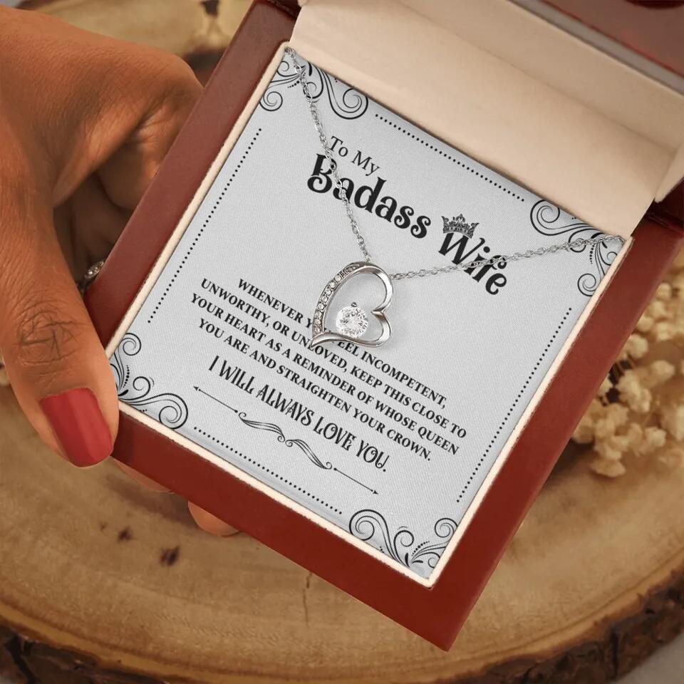 Meaningful Message To My Badass Wife Girlfriend Custom Necklace Anniversary Gift For Her - Image 24