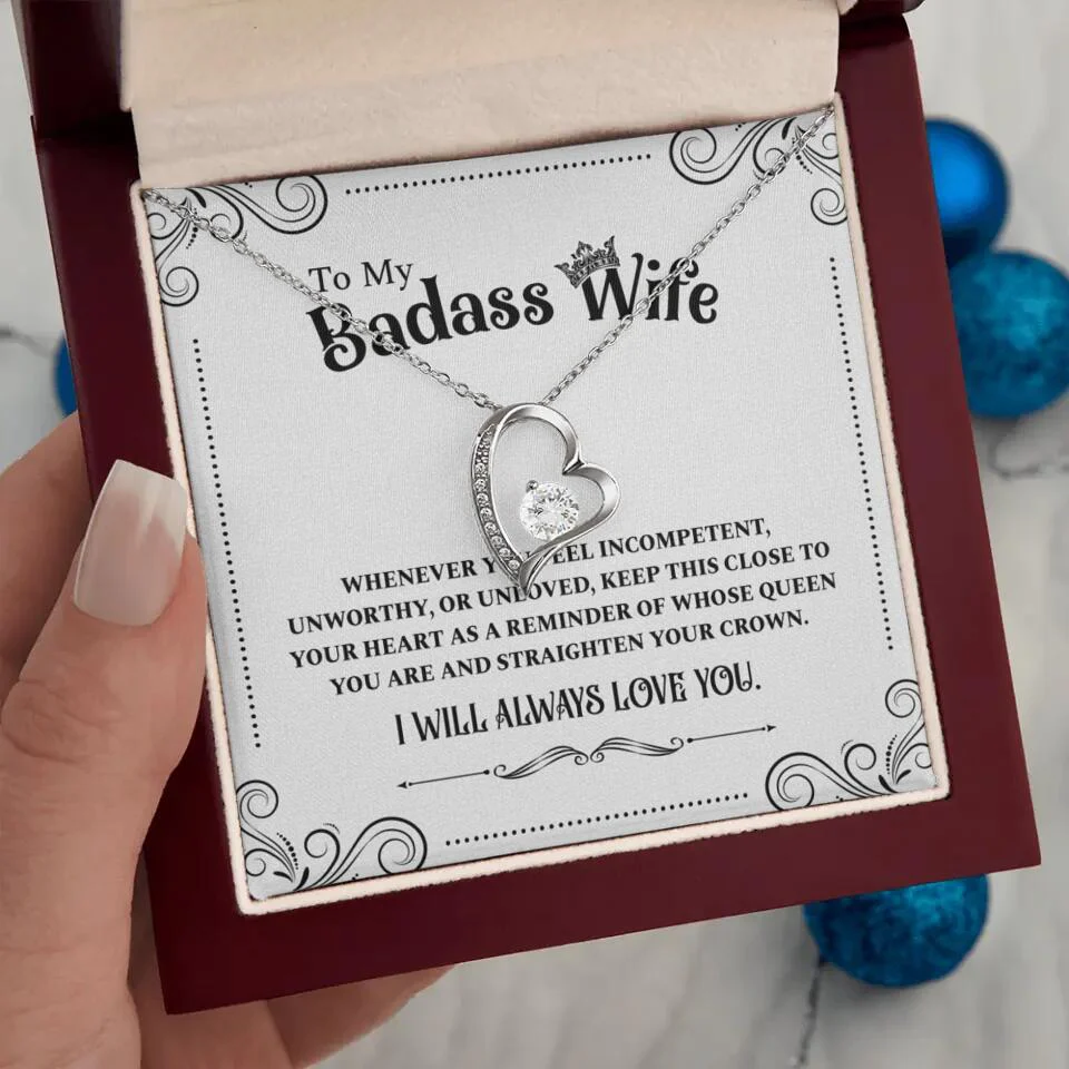 Meaningful Message To My Badass Wife Girlfriend Custom Necklace Anniversary Gift For Her - Image 25