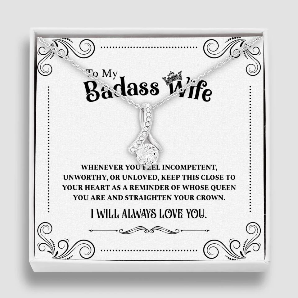 Meaningful Message To My Badass Wife Girlfriend Custom Necklace Anniversary Gift For Her - Image 42