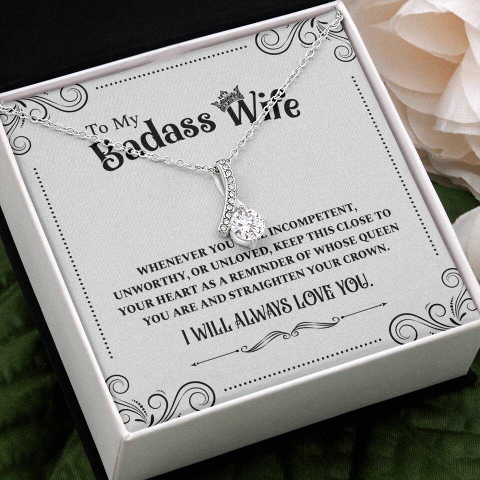 Meaningful Message To My Badass Wife Girlfriend Custom Necklace Anniversary Gift For Her - Image 43