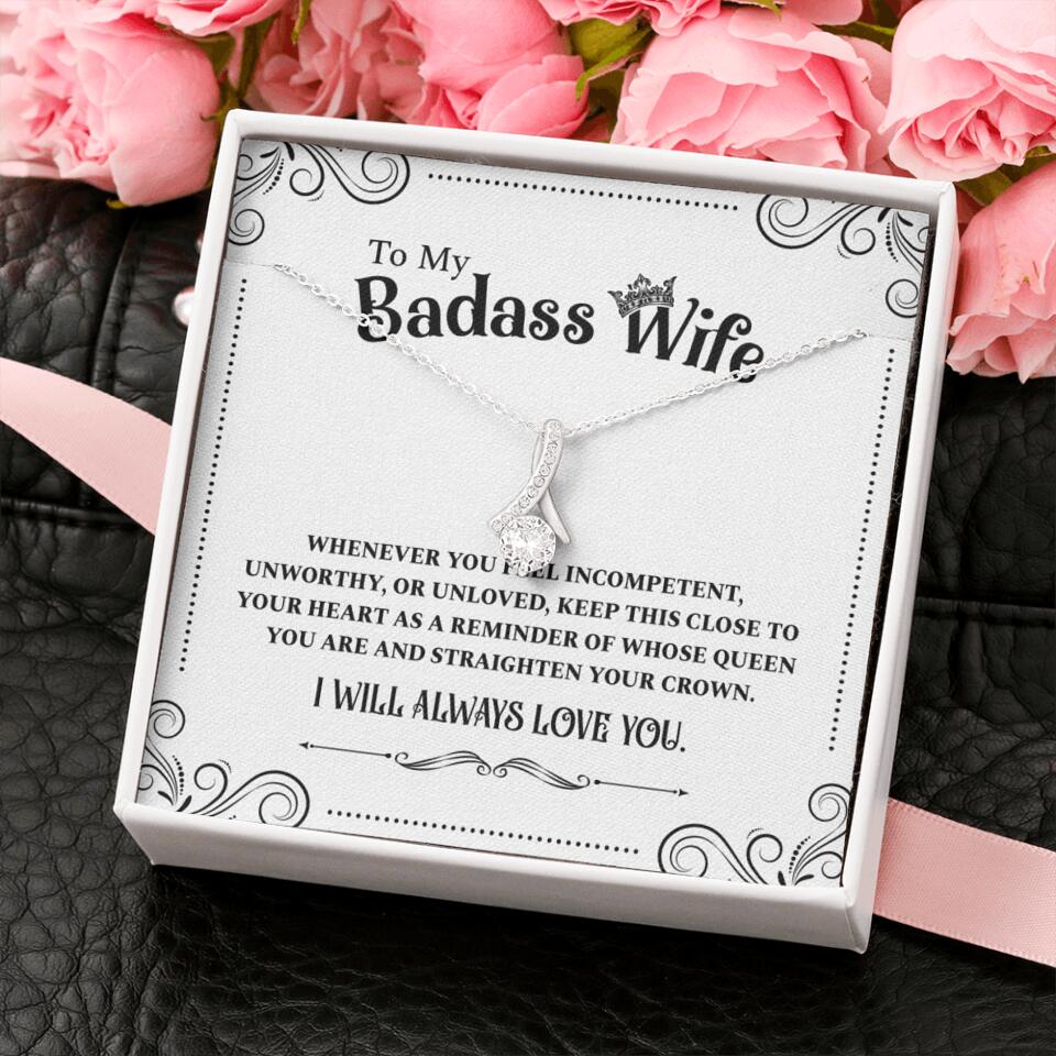 Meaningful Message To My Badass Wife Girlfriend Custom Necklace Anniversary Gift For Her - Image 46