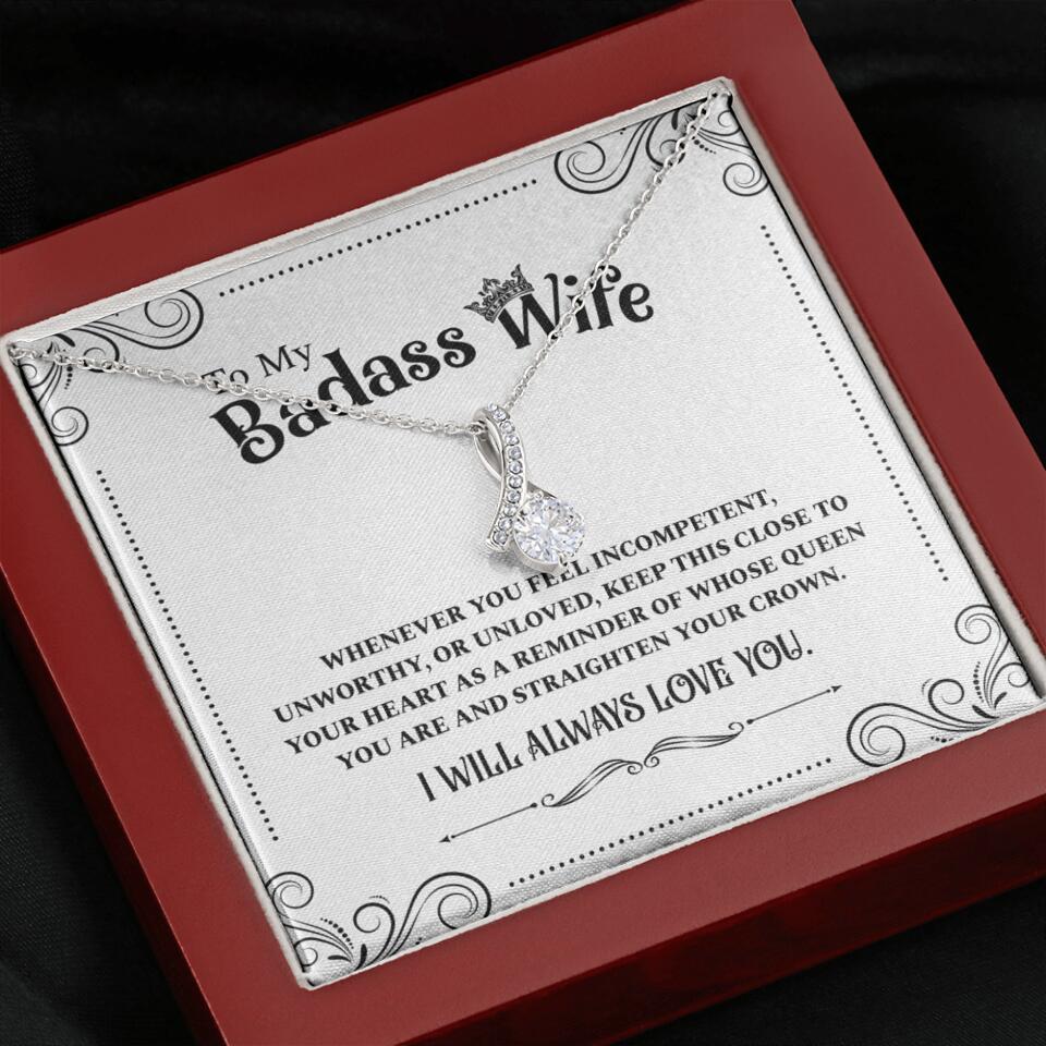 Meaningful Message To My Badass Wife Girlfriend Custom Necklace Anniversary Gift For Her - Image 48
