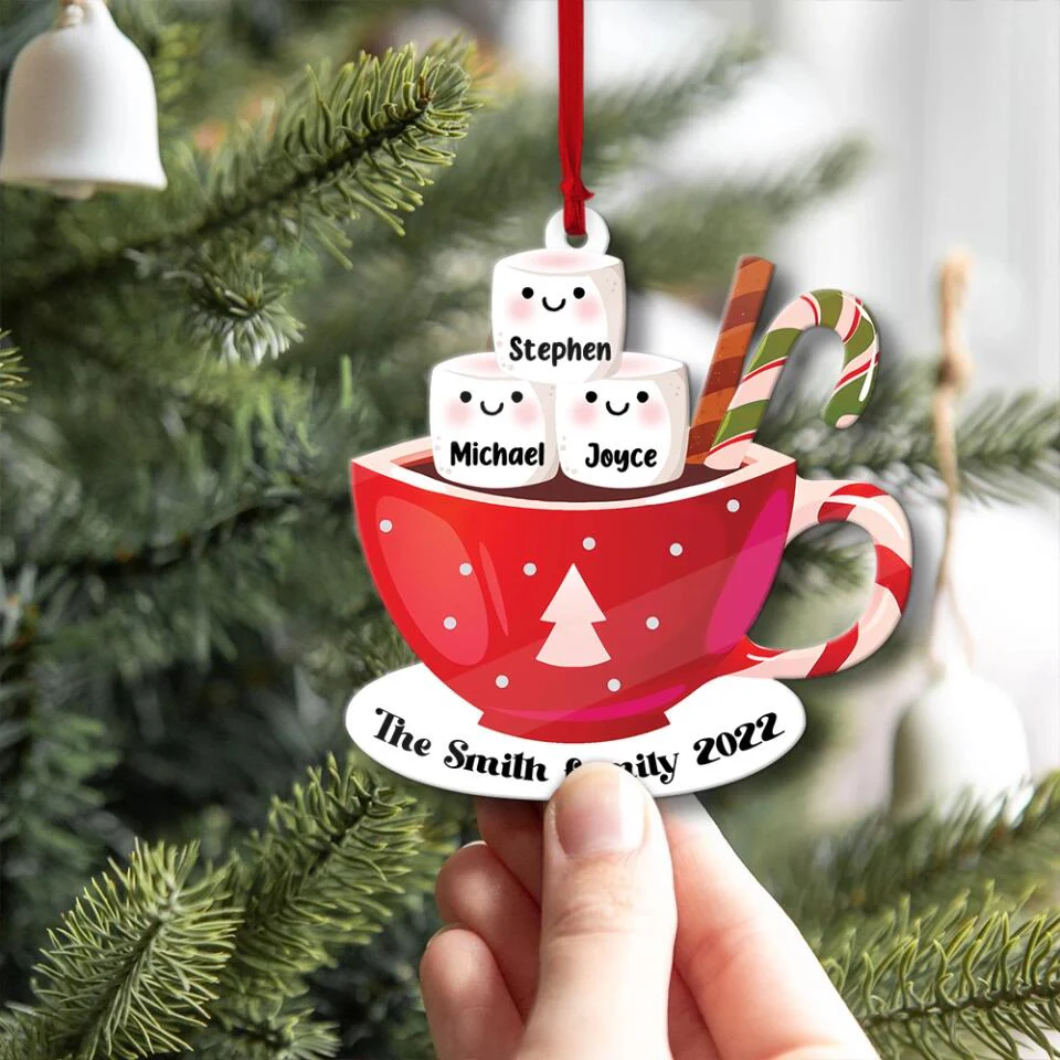 Member of Marshmellow Coffee Family - Personalized Ornament with Name - Christmas Gift for Family, Parents, Grandparents - Image 2