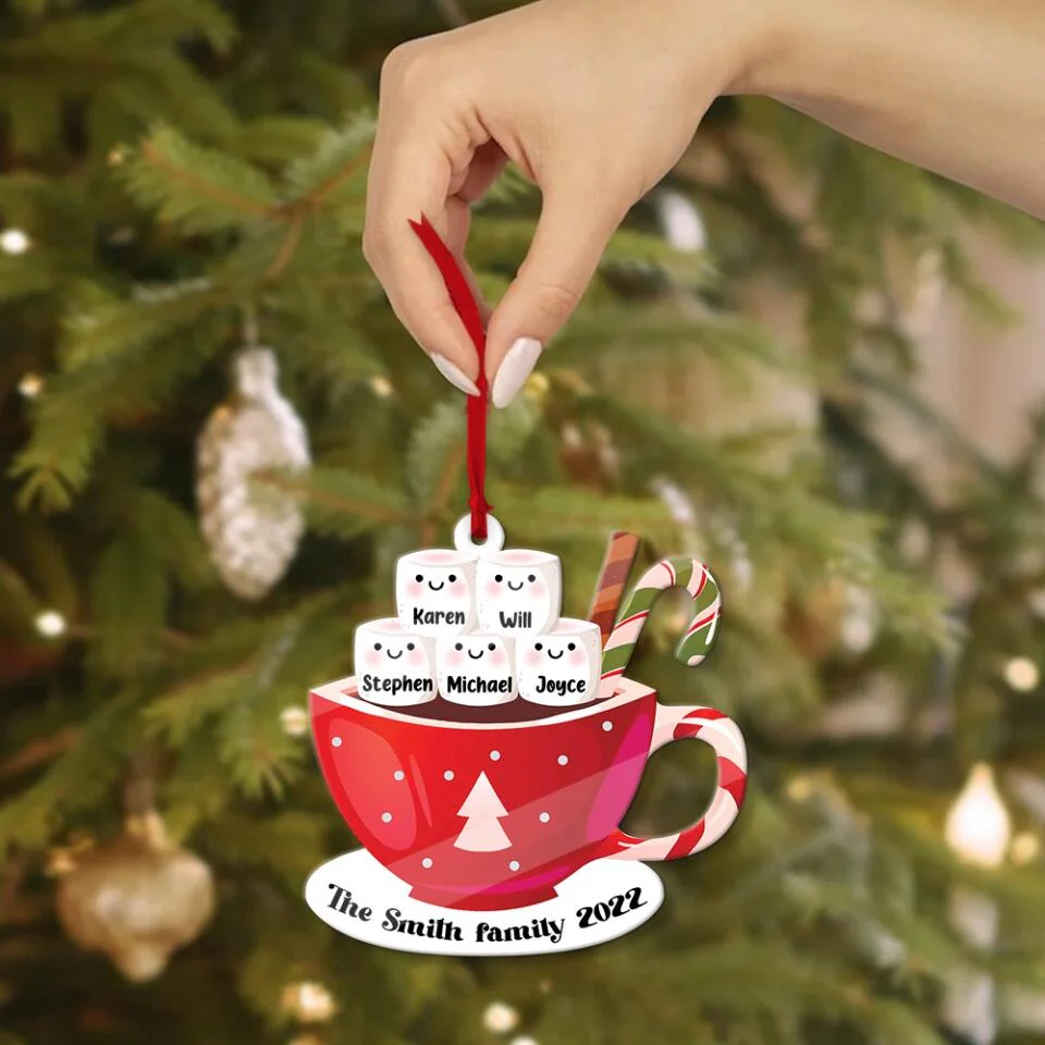 Member of Marshmellow Coffee Family - Personalized Ornament with Name - Christmas Gift for Family, Parents, Grandparents - Image 3