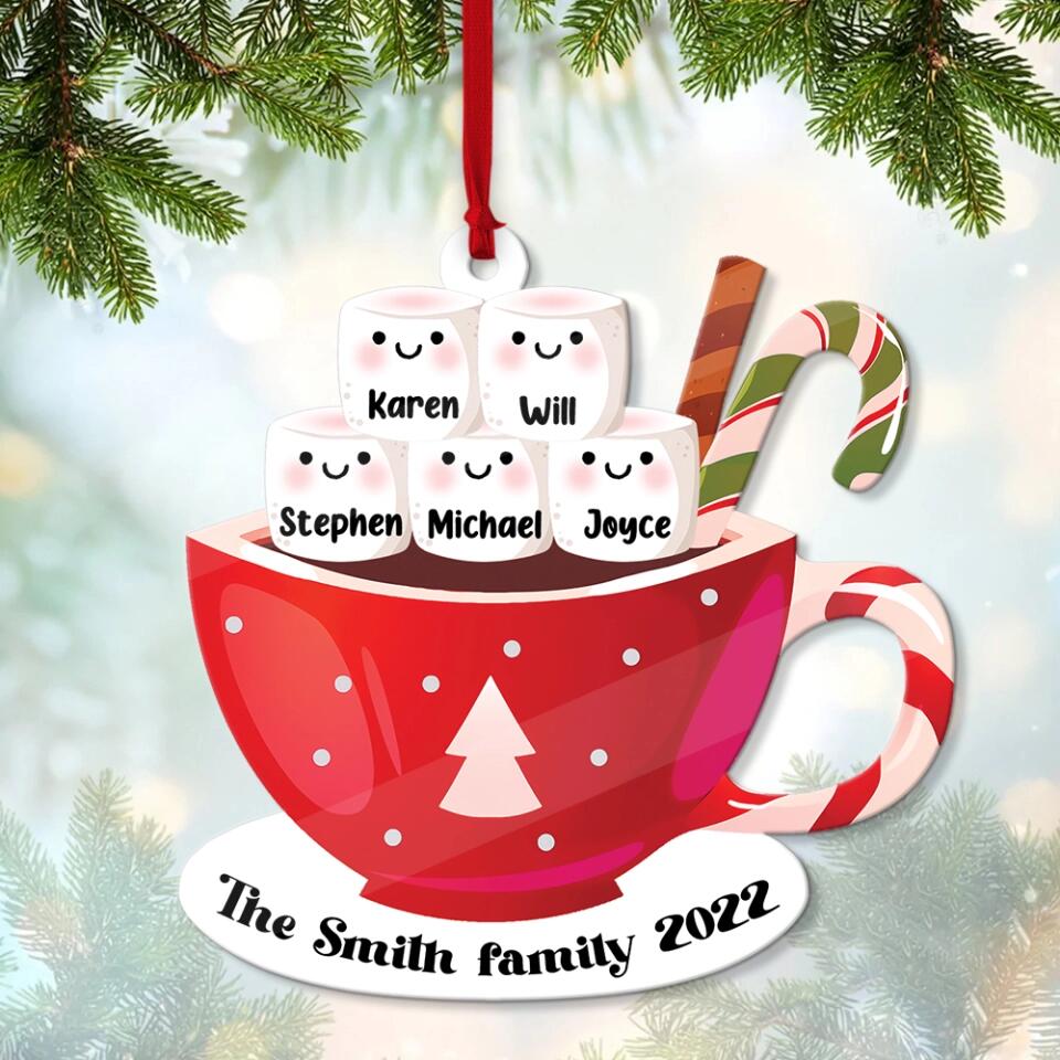 Member of Marshmellow Coffee Family - Personalized Ornament with Name - Christmas Gift for Family, Parents, Grandparents - Image 4