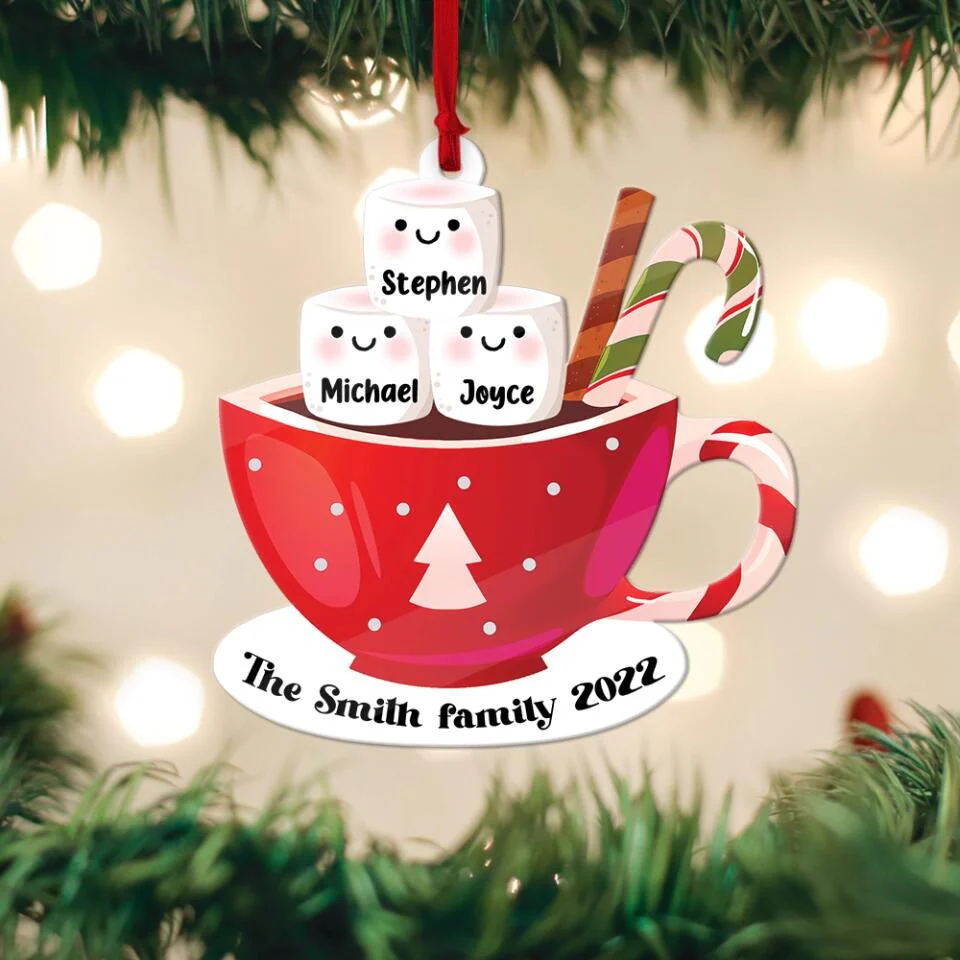 Member of Marshmellow Coffee Family - Personalized Ornament with Name - Christmas Gift for Family, Parents, Grandparents - Image 5