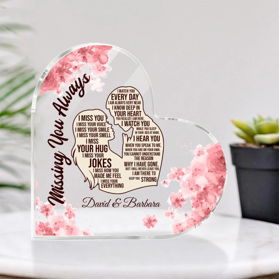Missing You Always Custom Heart Acrylic Plaque Memorial Gifts - Image 3