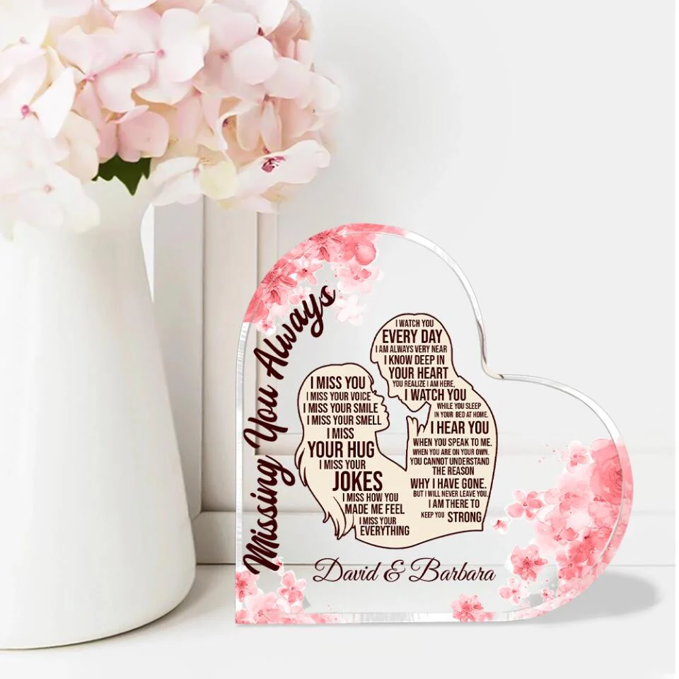 Missing You Always Custom Heart Acrylic Plaque Memorial Gifts - Image 4