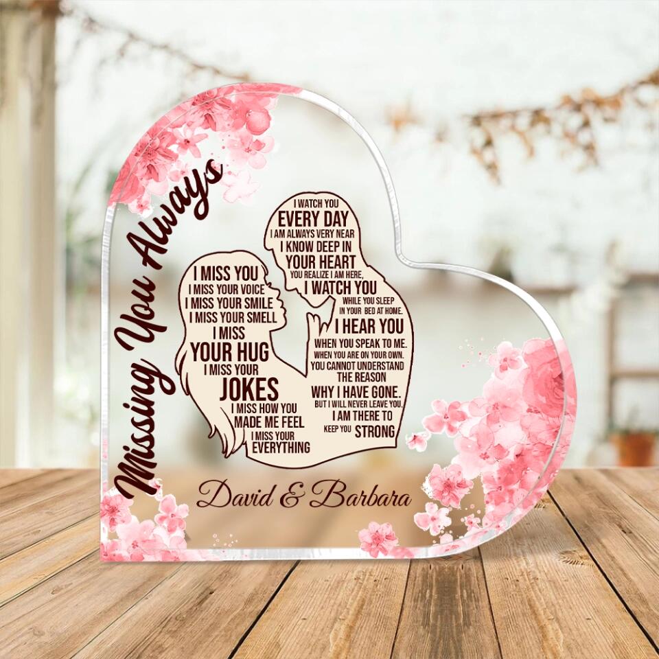 Missing You Always Custom Heart Acrylic Plaque Memorial Gifts - Image 5