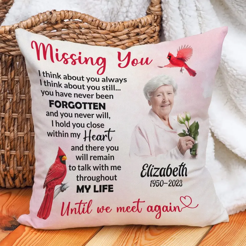 Missing You I Think About You Always - Personalized Upload Photo Pillow - Image 3