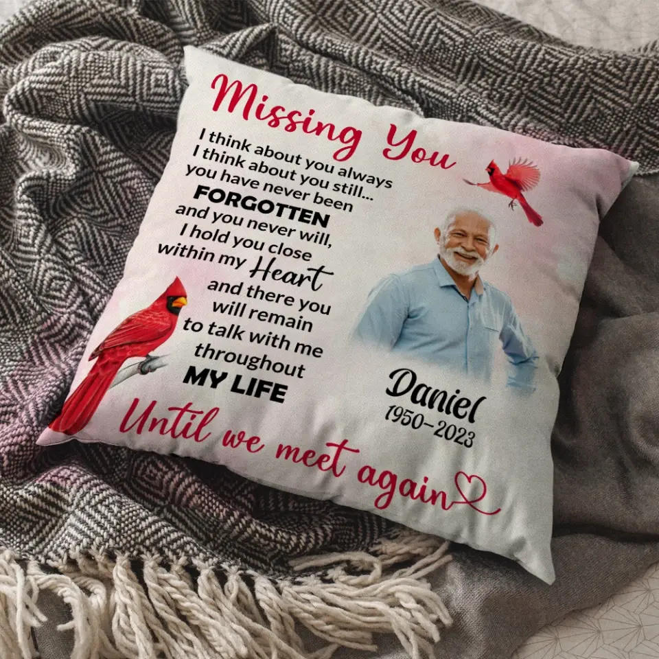 Missing You I Think About You Always - Personalized Upload Photo Pillow - Image 4