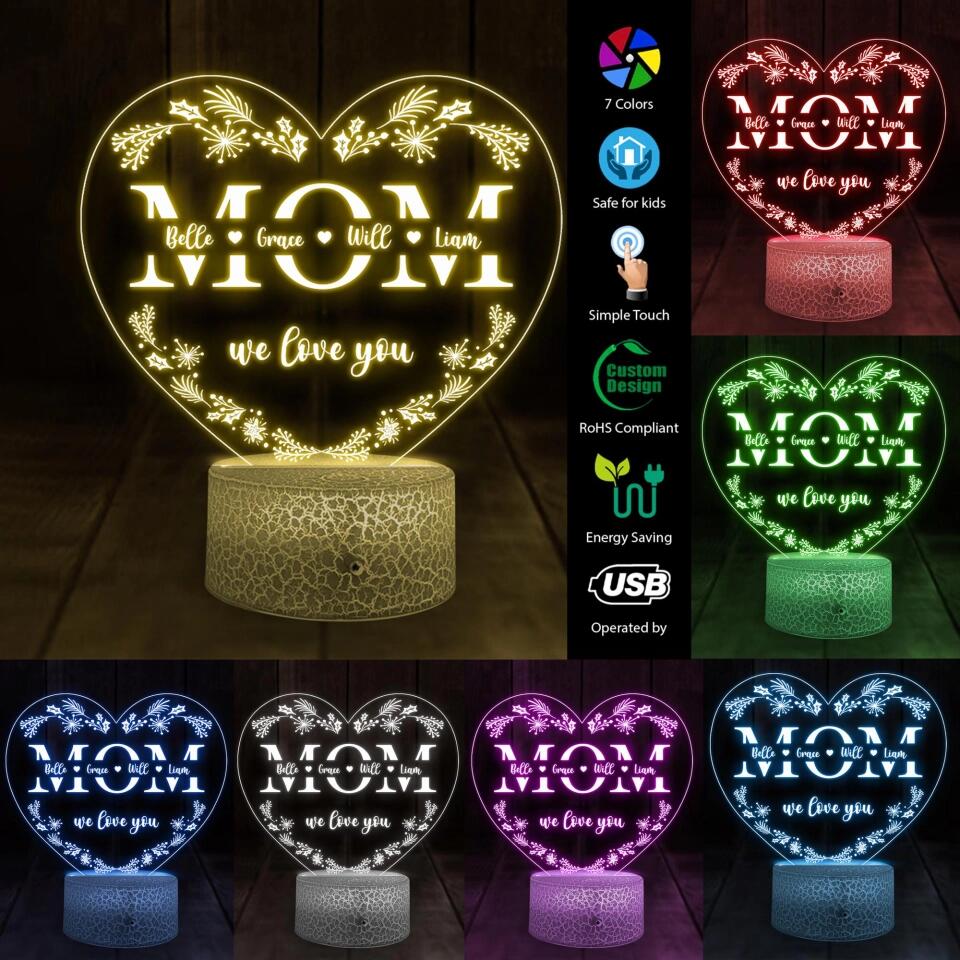 Mom We Love You Personalized 3D Led Light - Image 5