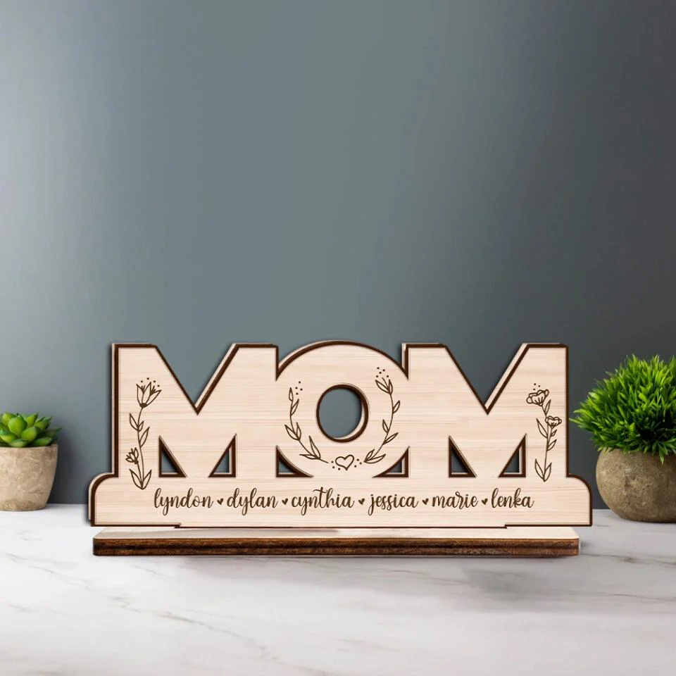 Mom We Love You - Personalized Wooden Plaque - Best Gift For Mom From Children Gift For Her For Mother On Anniversary- Best Meaningful Home Decor - 211IHPNPWP564 - Image 2