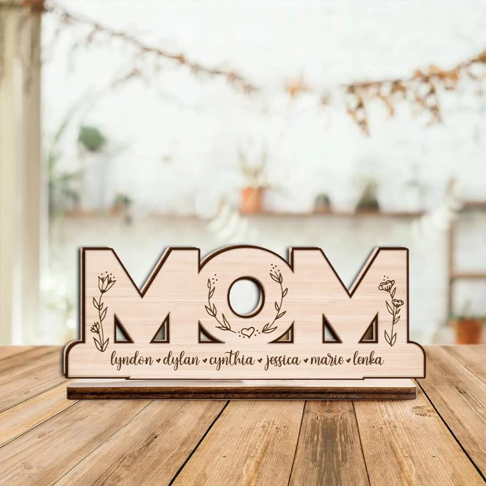 Mom We Love You - Personalized Wooden Plaque - Best Gift For Mom From Children Gift For Her For Mother On Anniversary- Best Meaningful Home Decor - 211IHPNPWP564 - Image 3