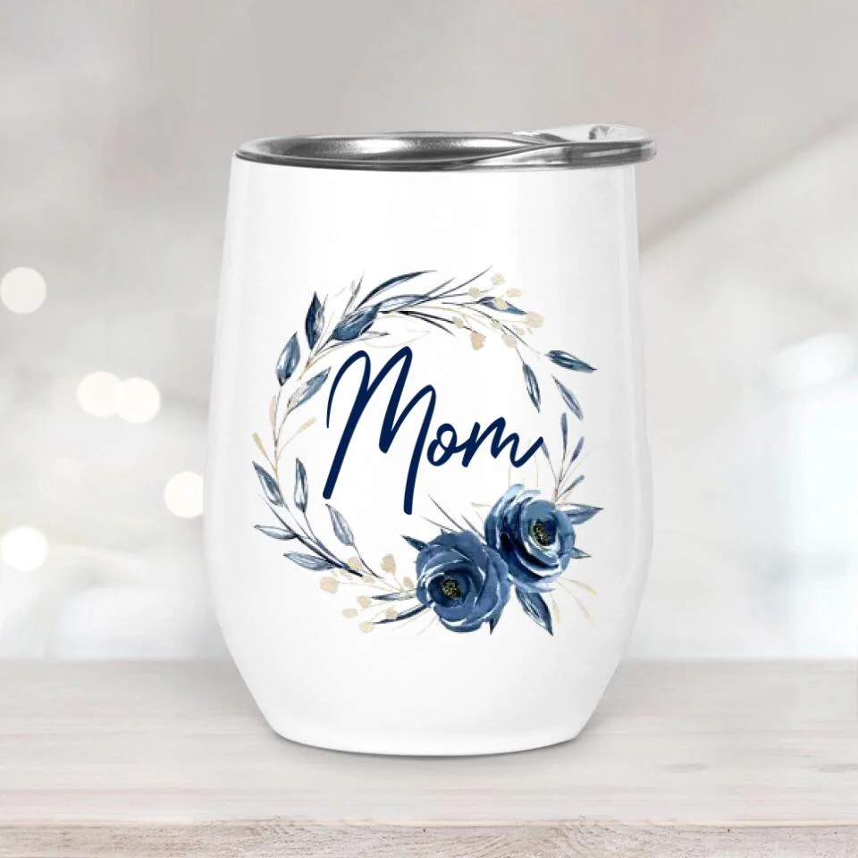 Mom Wreath with Photo - Personalized Wine Tumbler - Image 4