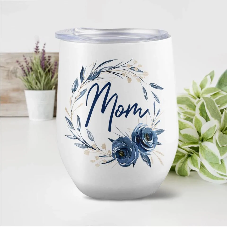 Mom Wreath with Photo - Personalized Wine Tumbler - Image 5