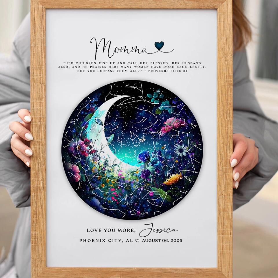 Mommy Quote Proverbs 31:28-31 Moon - Custom Canvas Poster - Mother's Day Gift - Image 11