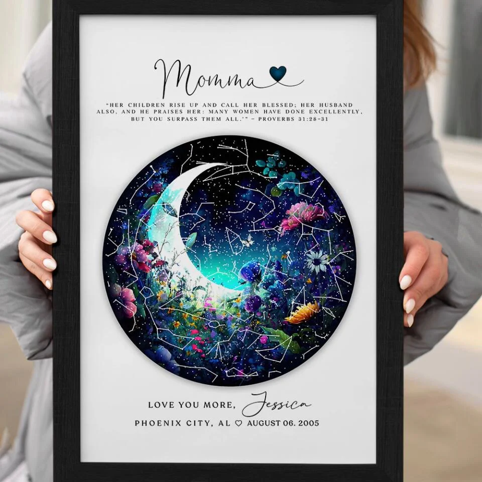 Mommy Quote Proverbs 31:28-31 Moon - Custom Canvas Poster - Mother's Day Gift - Image 12