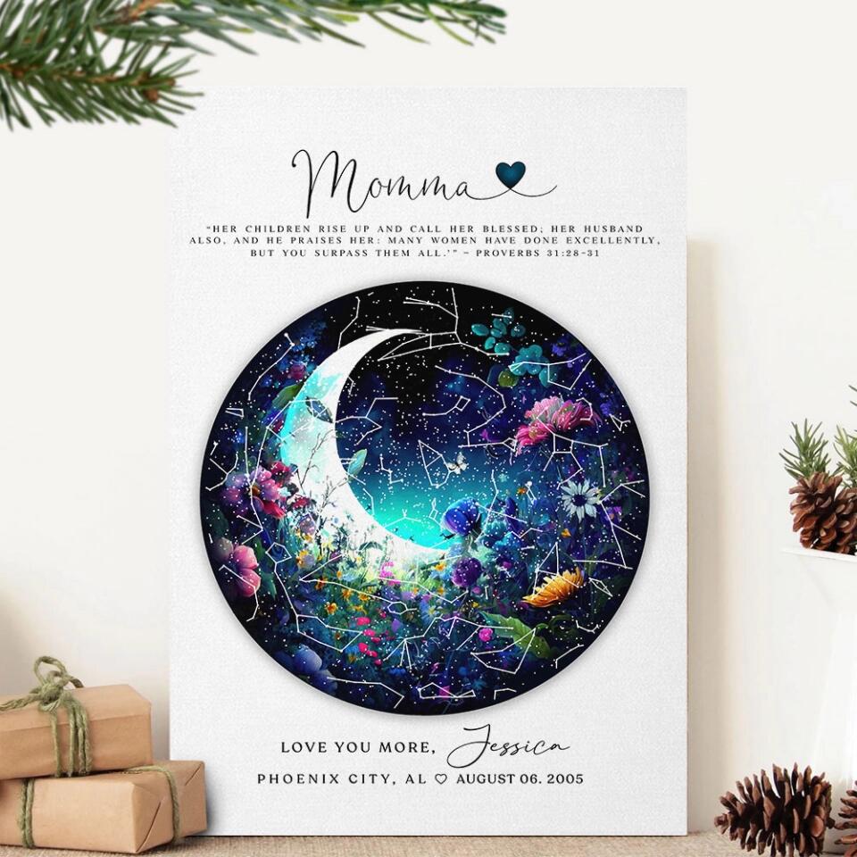 Mommy Quote Proverbs 31:28-31 Moon - Custom Canvas Poster - Mother's Day Gift - Image 14