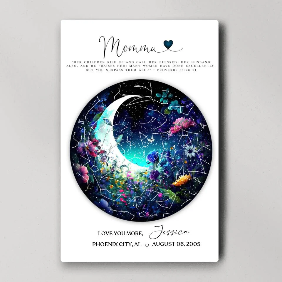 Mommy Quote Proverbs 31:28-31 Moon - Custom Canvas Poster - Mother's Day Gift - Image 2
