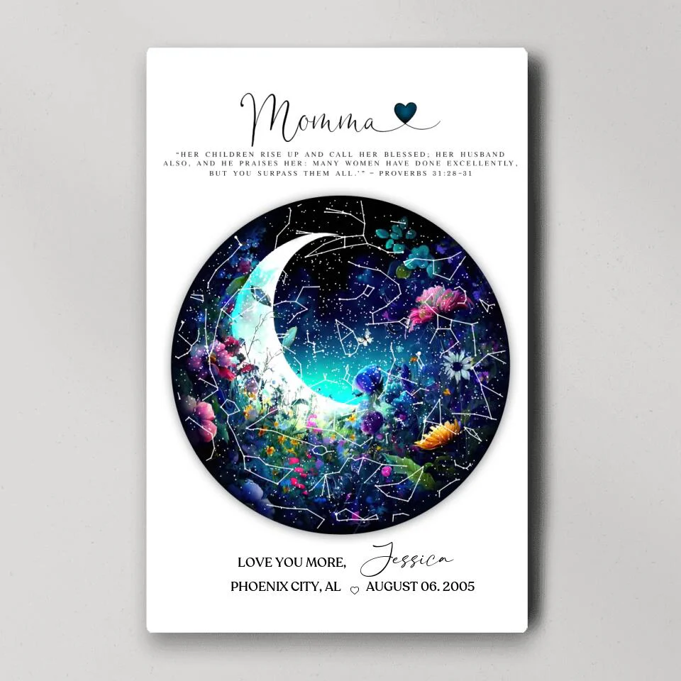 Mommy Quote Proverbs 31:28-31 Moon - Custom Canvas Poster - Mother's Day Gift - Image 3