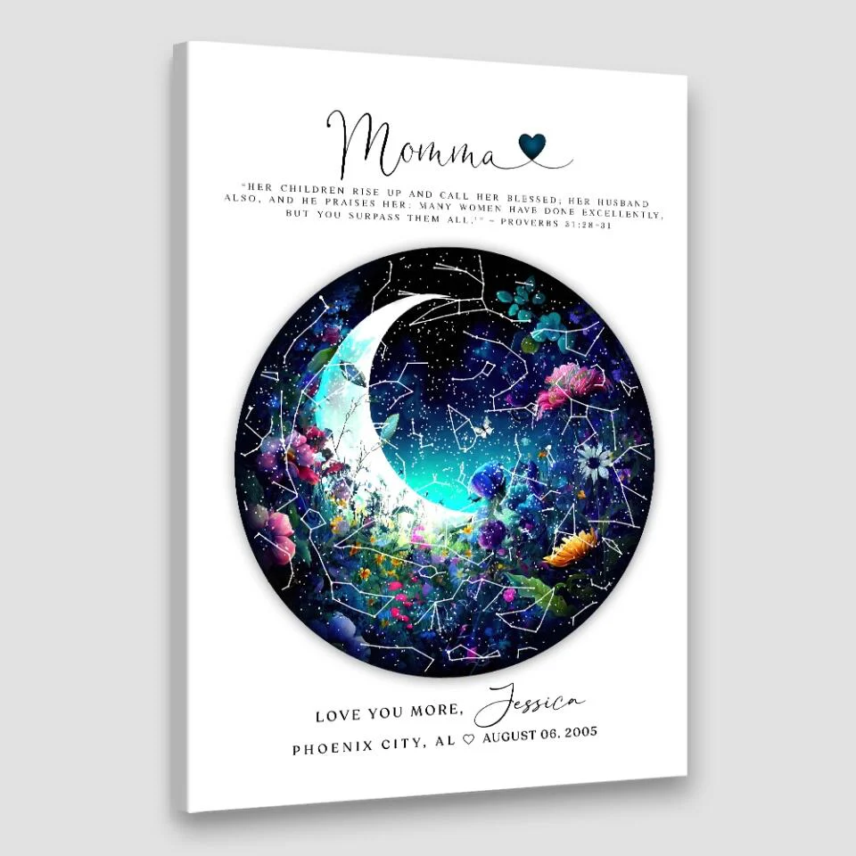 Mommy Quote Proverbs 31:28-31 Moon - Custom Canvas Poster - Mother's Day Gift - Image 5