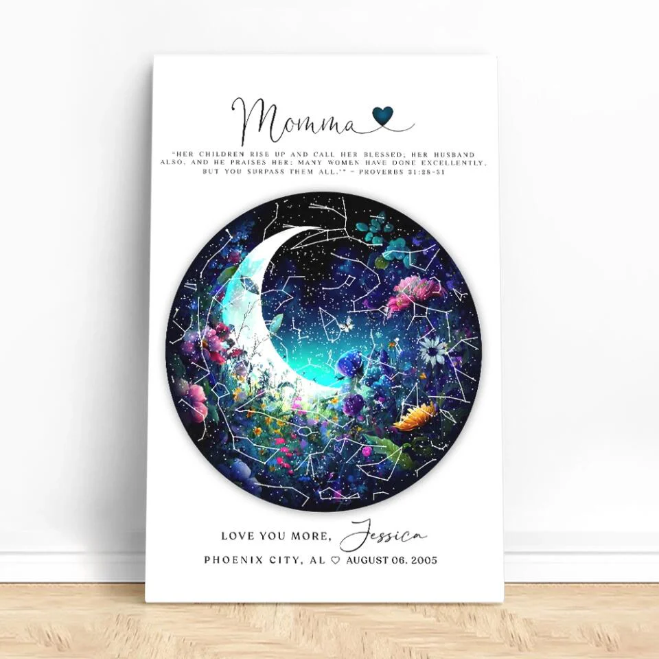 Mommy Quote Proverbs 31:28-31 Moon - Custom Canvas Poster - Mother's Day Gift - Image 6